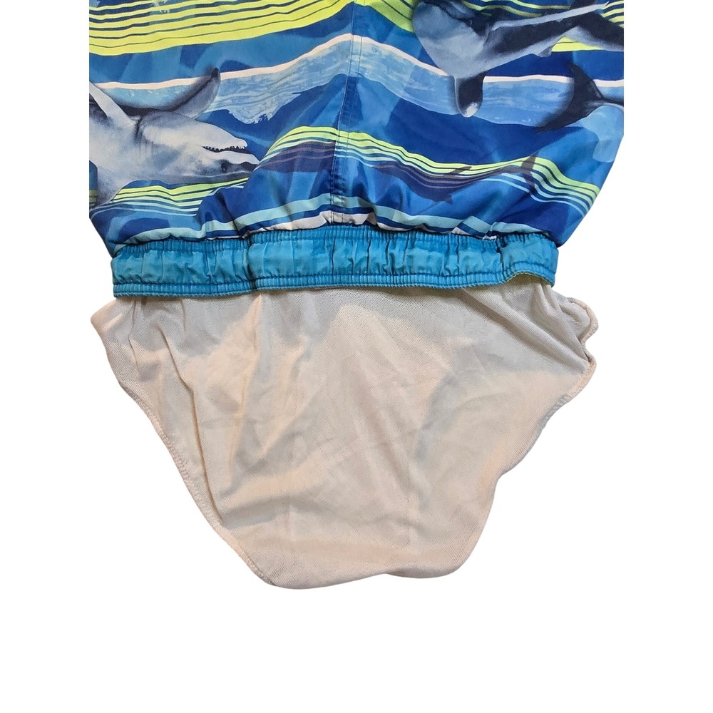 Ocean Pacific Boys Shark Print Swim Trunks Blue Cyan Size L 10-12 OB27712C - Picture 7 of 10